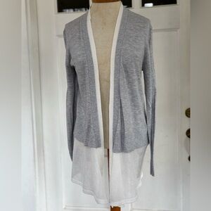 DKNYC Heather Gray and White open front Cardigan Y2K